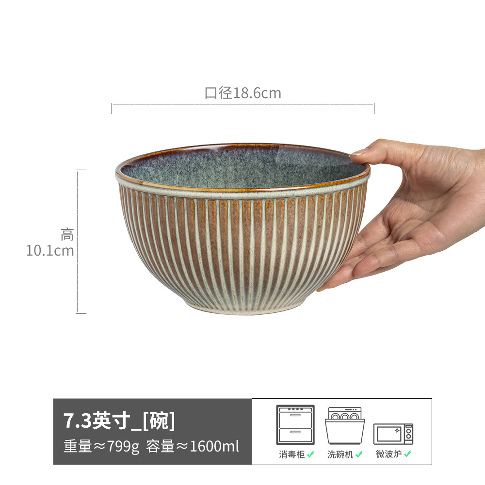 Una colección de tazones de fideos para una persona, tazones de vajilla de cerámica retro, tazones de sopa para el hogar, tazones de ensalada, tazones de verduras, tazones de sopa al por mayor