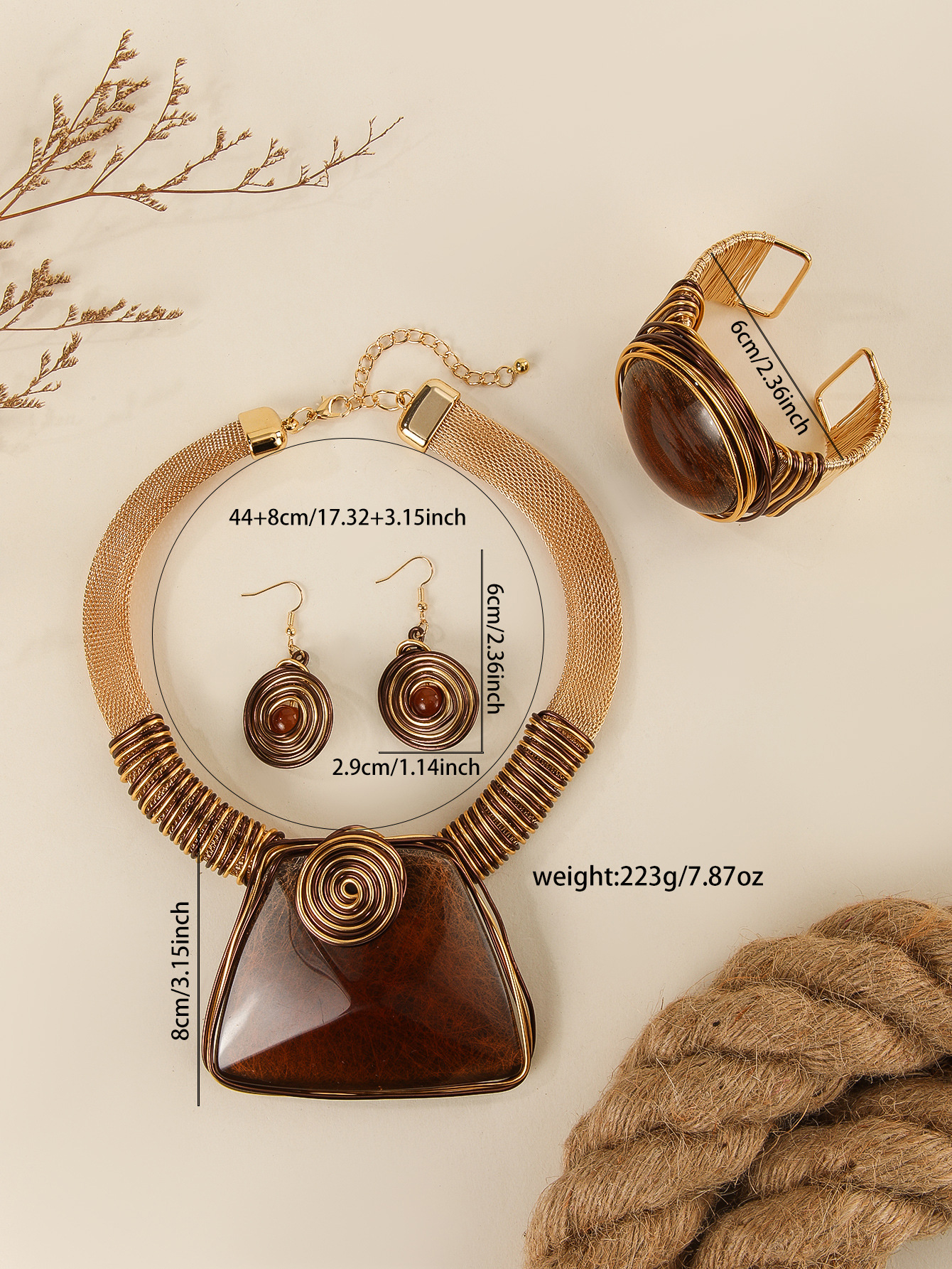 Set collana con pendente in cristallo orecchini 3 pezzi_voghion.com
