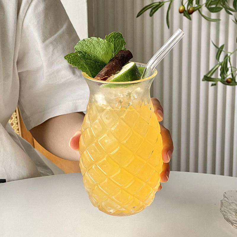 Taza de cóctel creativa, taza de vidrio transparente en relieve, taza de bebida especial de jugo de frutas personalizada