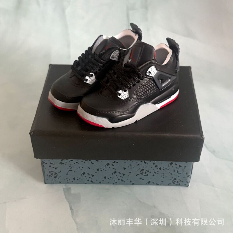 Mini AJ4 Hollow 3D Stereo Basketball Shoes Foreign Trade Cross-border Jordan Aj4 Pair Doll Shoe Mold Keychain Wholesale