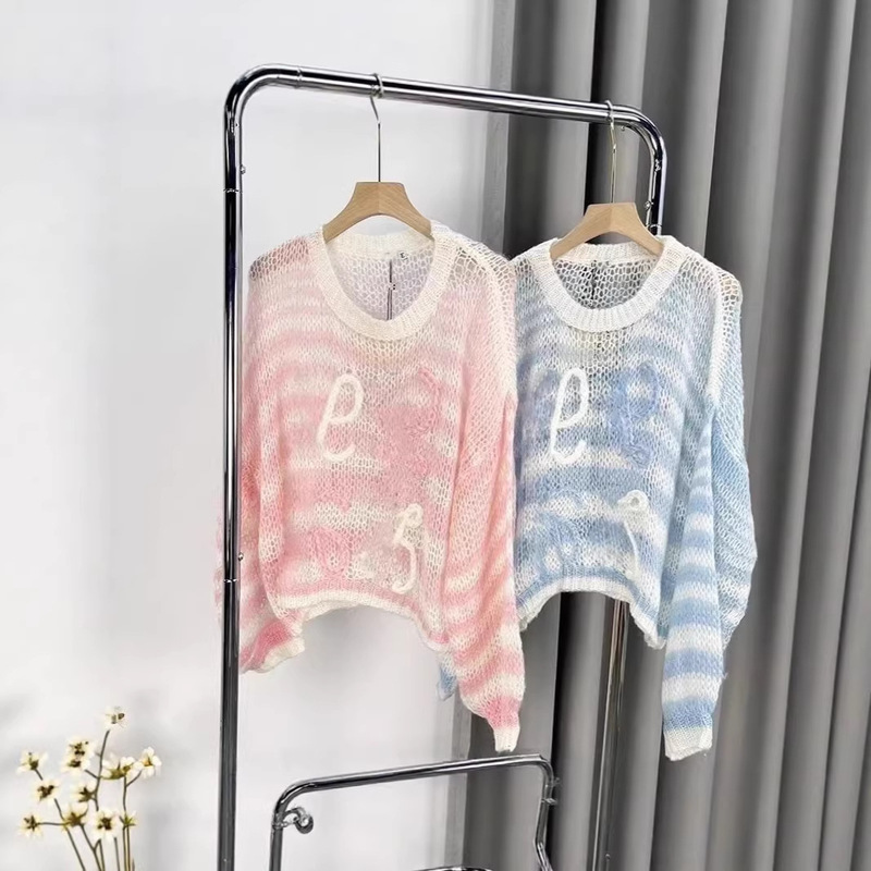 Women's Clothing 2024 Autumn Colorful Striped Color-Blocked Sweater Women's Loose Pullover Knitwear Nanyou Designer