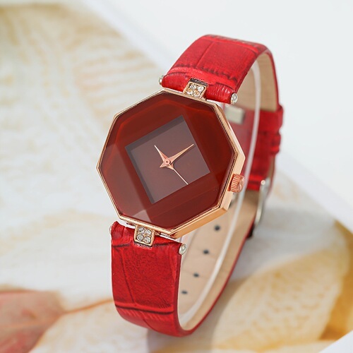 Diamond-banded women's round-hand quartz watch set, female bowl watch (without box)