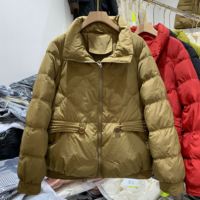 Winter windproof solid color down jacket with zipper