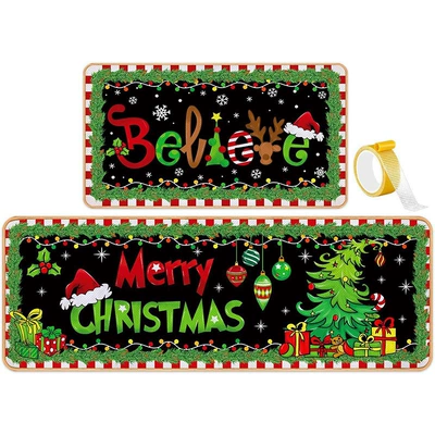 Avtomobil döşəmə paspasları, set, corridor dirt-resistant and wear-resistant foot - christmas-2-4060cm-short-style-on-top-crystal-velvet