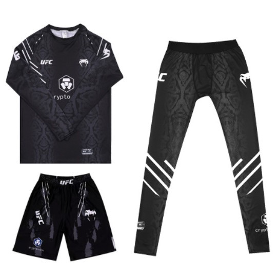 UFC拳击服三件套散打自由搏击训练套装速干透气MMA格斗运动服跨境