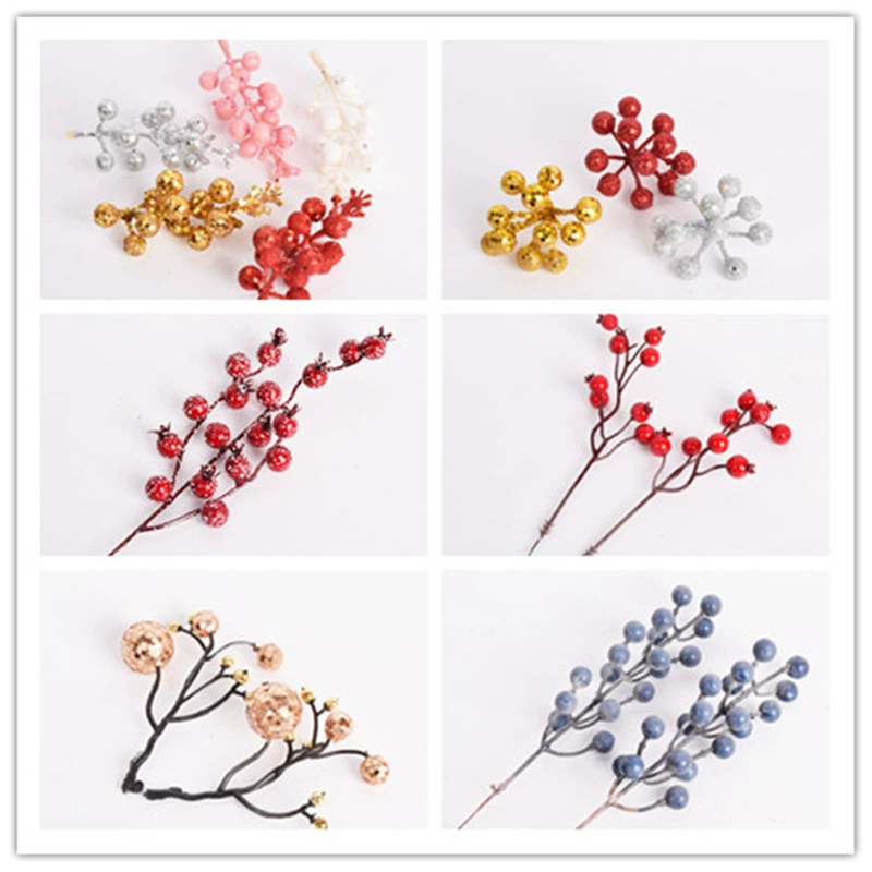 Рождественские украшения 12 голов Золотой Красный Серебряный Блеск имитация фруктов нить фрукты Рождественская елка Гирлянда аксессуары для поделок украшения