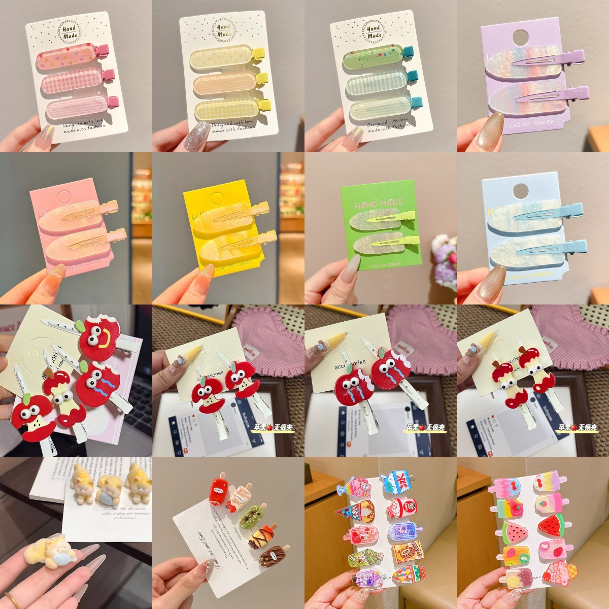 Clips de pelo de color gelatina dulce coreano otoño y invierno estilo francés pestaña estilo de cabello temperamento universal clips de cabello elegante accesorios de cabello