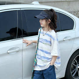 女童可爱撞色圆领宽松时尚衣服跨境百搭洋气童装儿童夏季短袖T恤