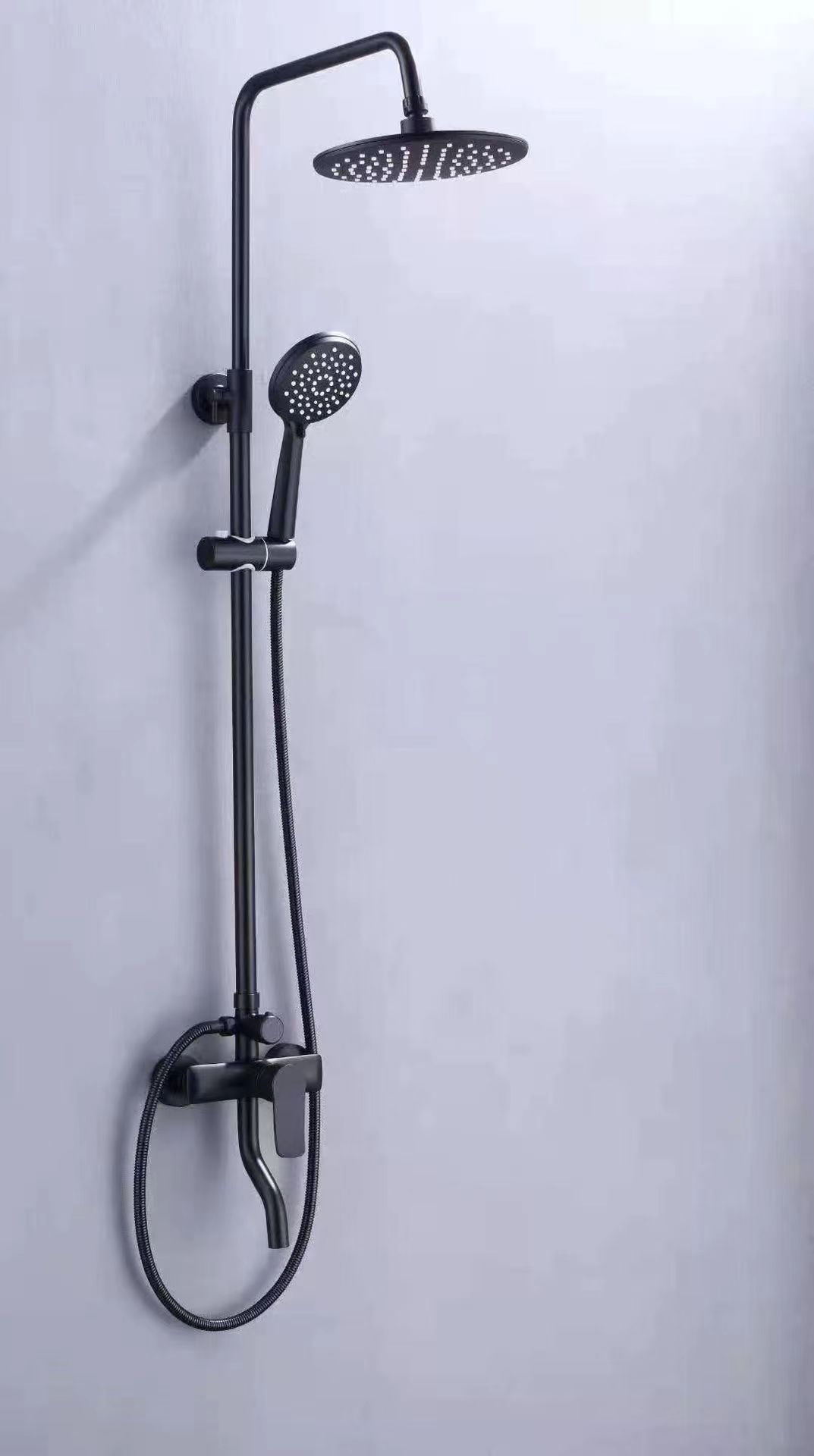 Ducha de piano negro europeo conjunto de ducha de cobre presurizado doméstico llave de grifo multifunción