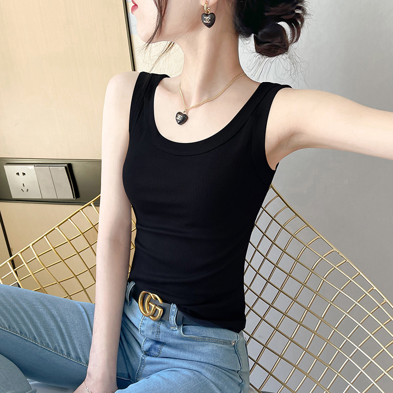 Solid Color Inner Tops, Comfortable Bottoming Shirts, 2025 Spring, Summer and Autum New T-Shirts, Women's Threaded Vests and Suspenders