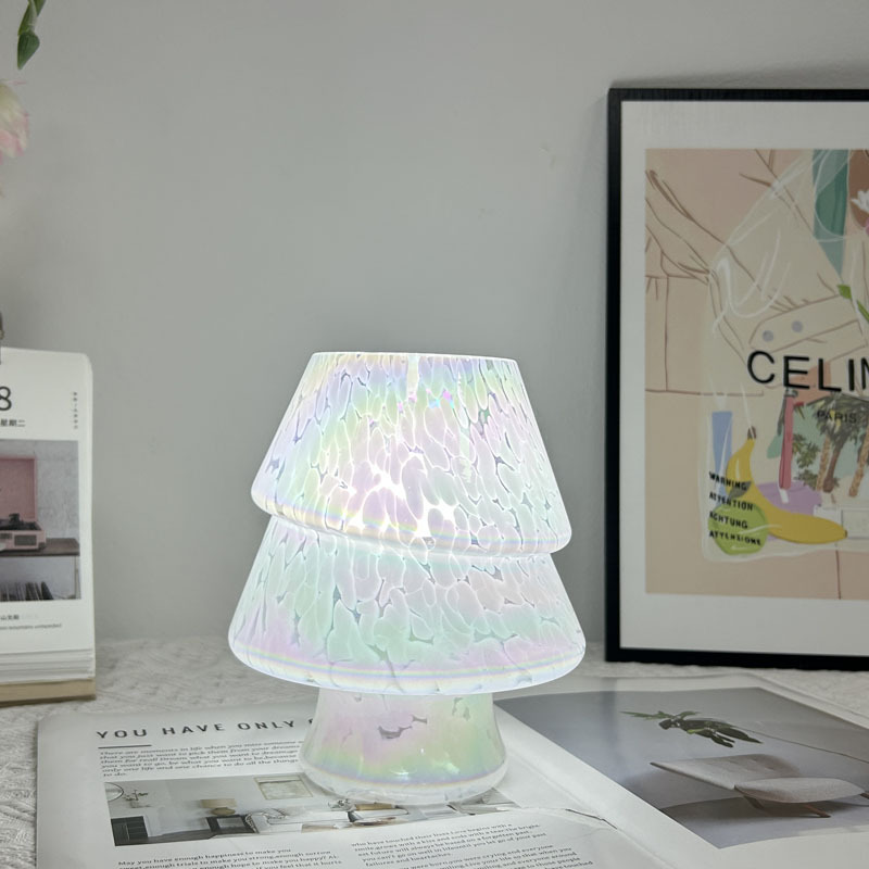 Ins vidrio árbol de Navidad lámpara de escritorio decoración americana dormitorio cabecera lámpara de atmósfera colorida lámpara USB temporización de atenuación