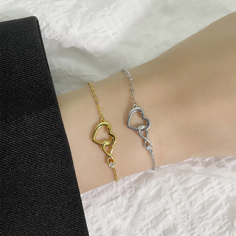 Art selection European and American cross-border new love zircon bracelet simple hollow lucky 8 words endless love heart-shaped bracelet