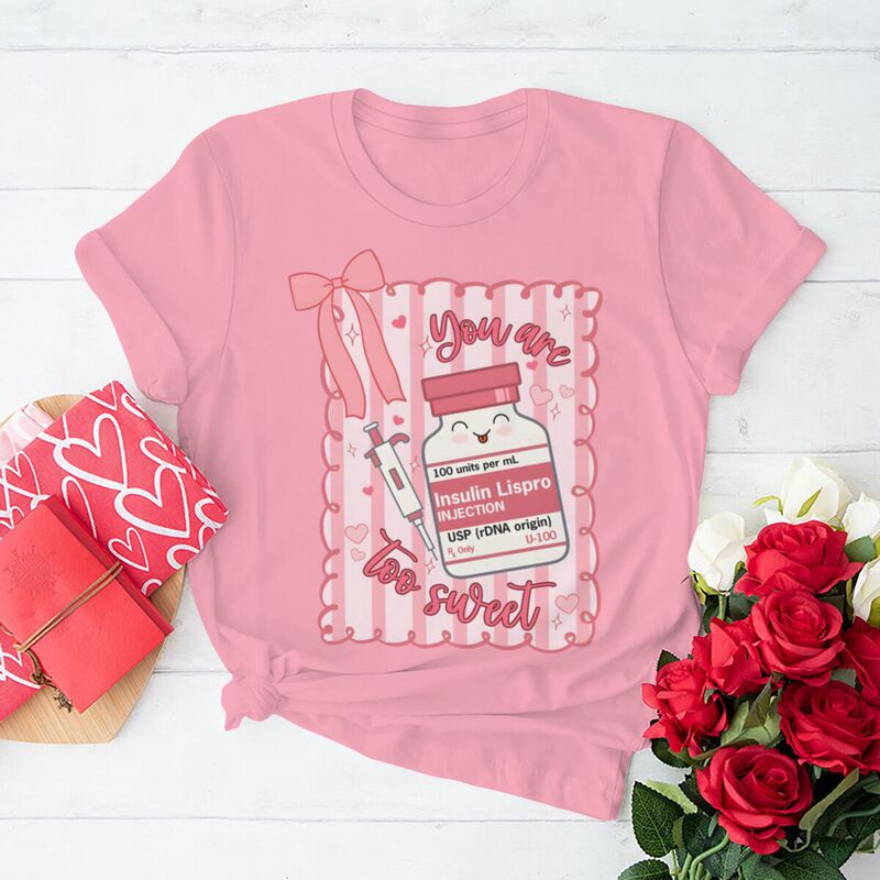 Cross-Border Nurse Valentine's Day Print Women's Casual T-Shirt Foreign Trade American Style Trendy Short Sleeve Cross-Border Nurse Valentine's Day Print Women's Casual T-Shirt Foreign Trade American Style Trendy Short Sleeve