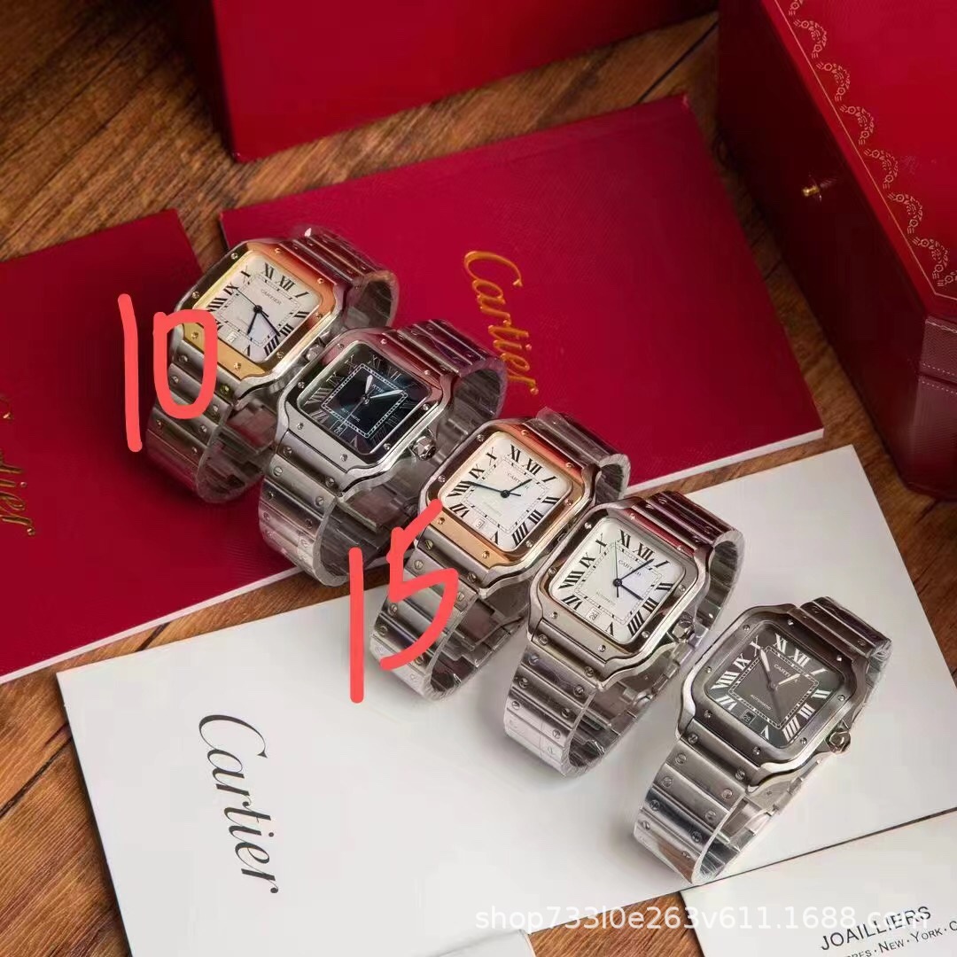 Cross-Border Card Issuer Santos Mechanical Men's and Women's Watches Tank Retro Santos Square Quartz Couple Watches