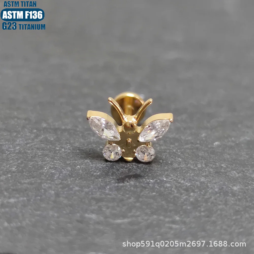 Pointed titanium steel lip stud product view