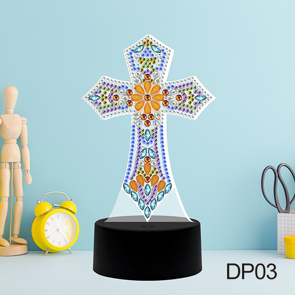 Fábrica directa pintura de diamante perimetral perforado a mano colorido recarga de forma especial placa de lámpara 5D modelado de lámpara de noche personalizado