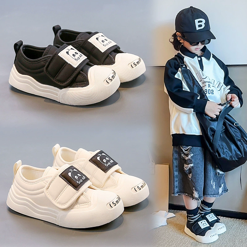 Осень 2023 Новая детская парусиновая обувь на липучке с головкой в Корейском стиле Повседневная обувь для мальчиков Обувь для девочек