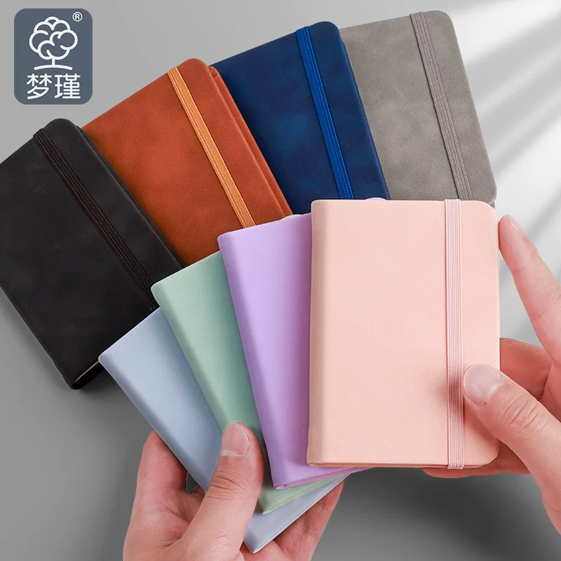 Waterproof A7 pocket notebook, portable mini journal with elastic closure