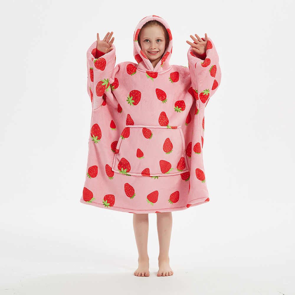 Sudadera con Capucha Tipo Manta para Niños, Estilo Nuevo de Otoño e Invierno, Franela, Doble Capa, Gruesa, Cálida, Talla Grande