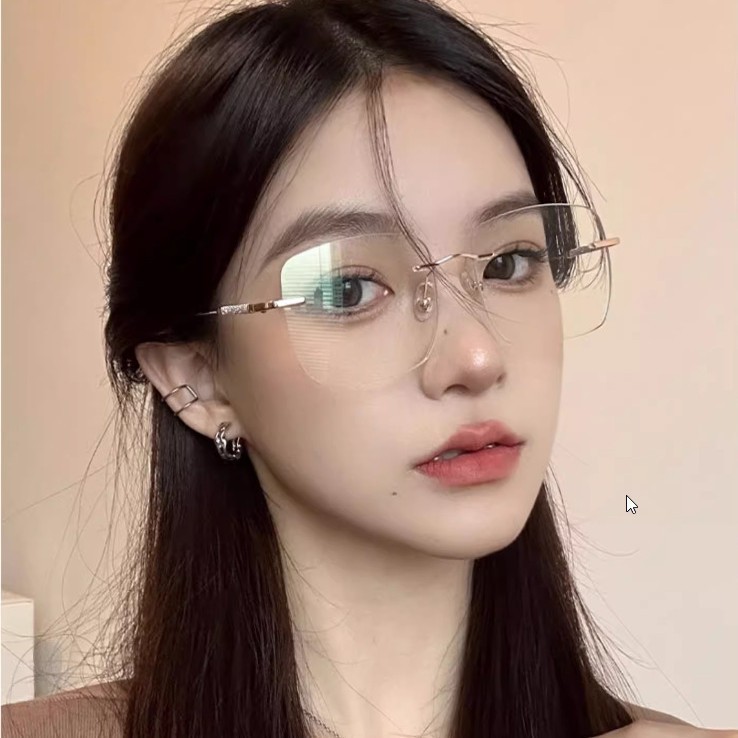 Gafas que cambian de color sin montura de moda, estilo occidental, gafas de lectura de marco grande sin maquillaje, caras pequeñas y brillantes, nuevo estilo