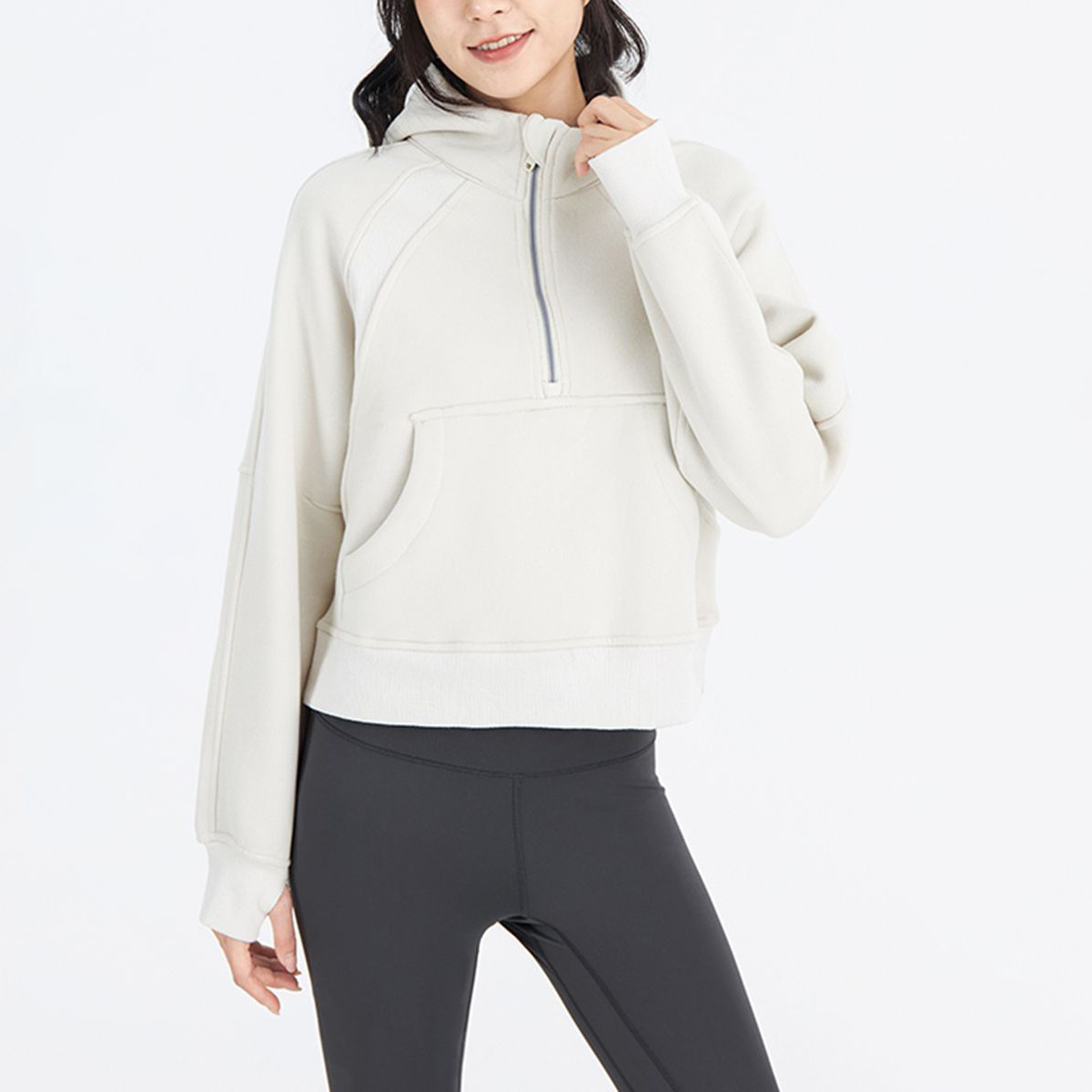 2025 medio cremallera alta camisa de cuello alto para mujeres otoño y invierno nueva ropa exterior calentadora de lana gruesa chaqueta deportiva image 3