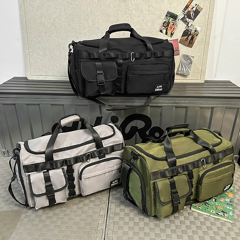 Bolsa de viaje corto de gran capacidad de moda masculina color contraste mochila deportiva bolsa de viaje mochila de separación seca y húmeda