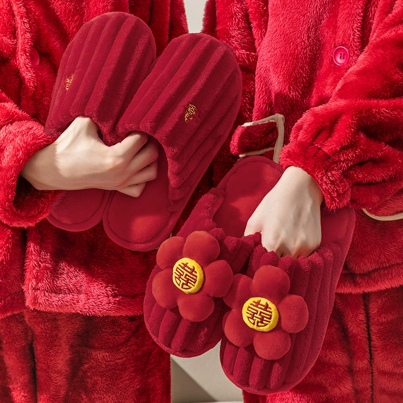 Свадебные тапочки пара высокого чувства Баотоу красный свадебный праздник большая красная пара хлопчатобумажные тапочки
