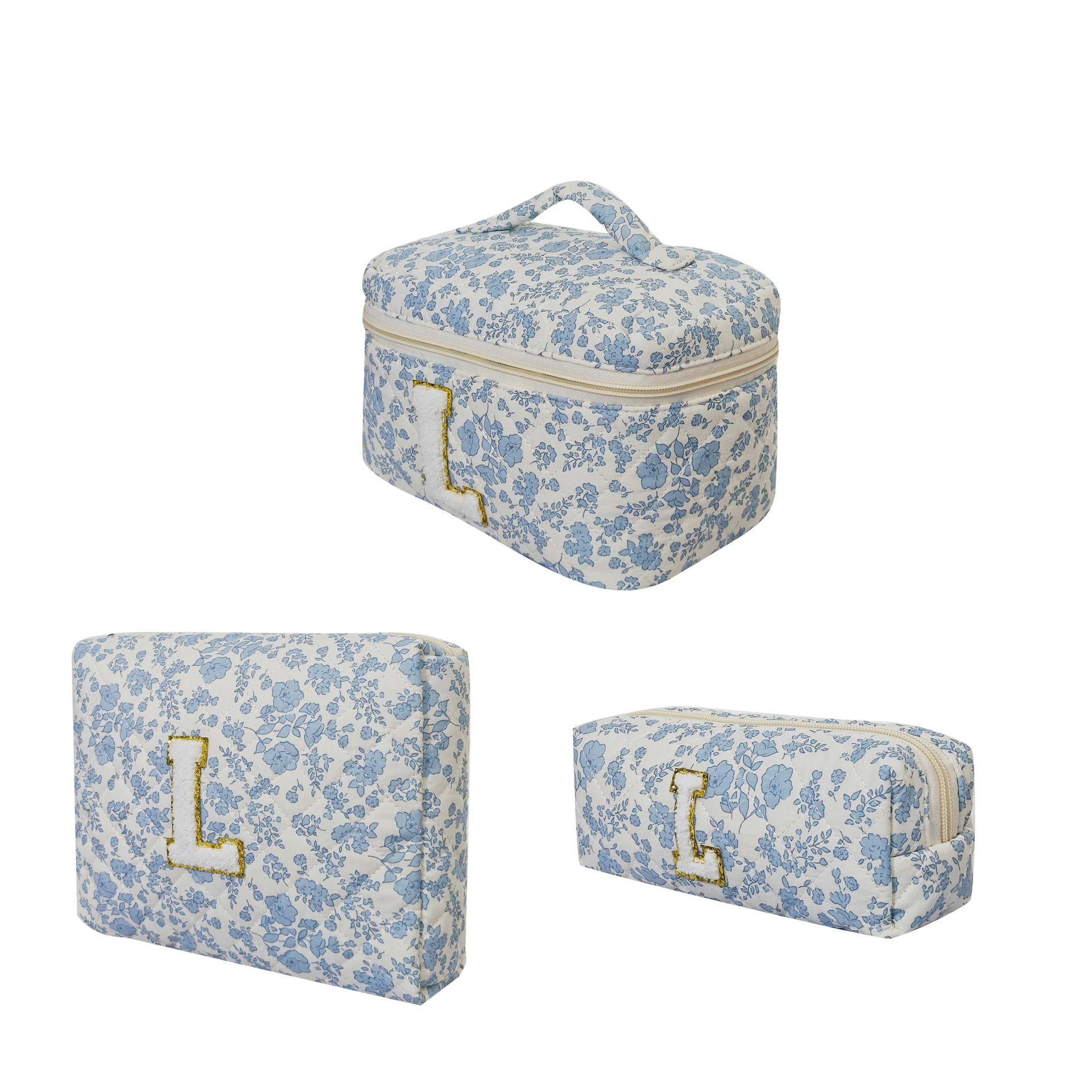 Bolsos de maquillaje portátiles de gran capacidad, pequeñas flores trituradas, acolchados portátiles, algodón, flores encantadoras, estudiantes viajeros
