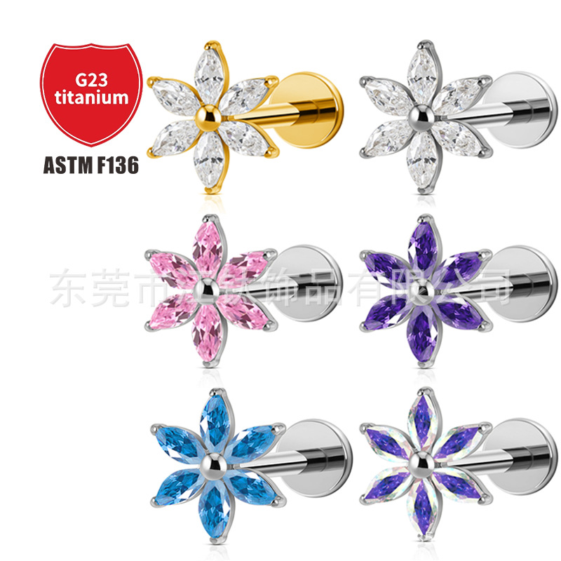 Pointed titanium steel lip stud product view
