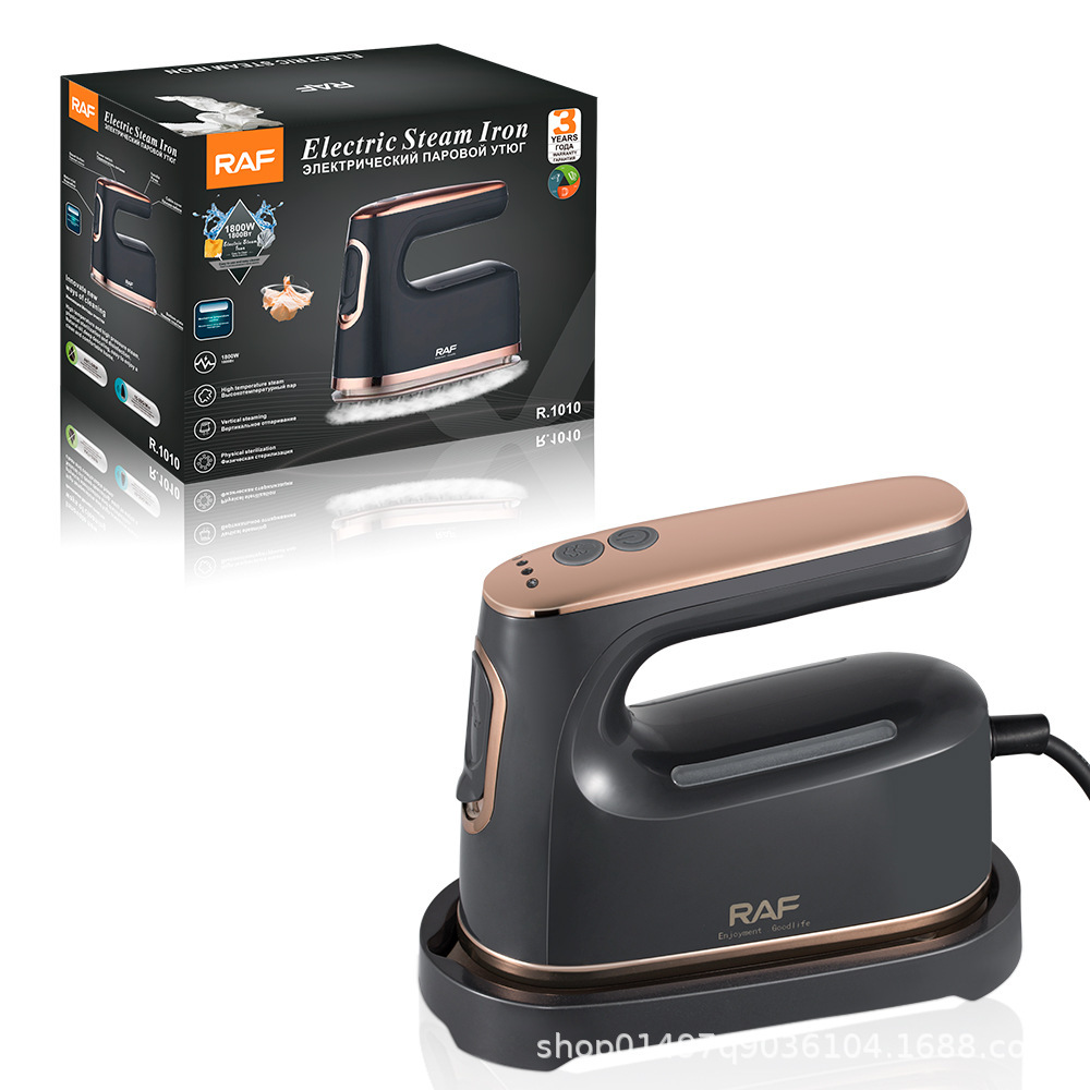 Máquina de planchar colgante de mano estándar europea RAF, plancha eléctrica plegable pequeña portátil para el hogar, máquina de planchar en seco y húmedo