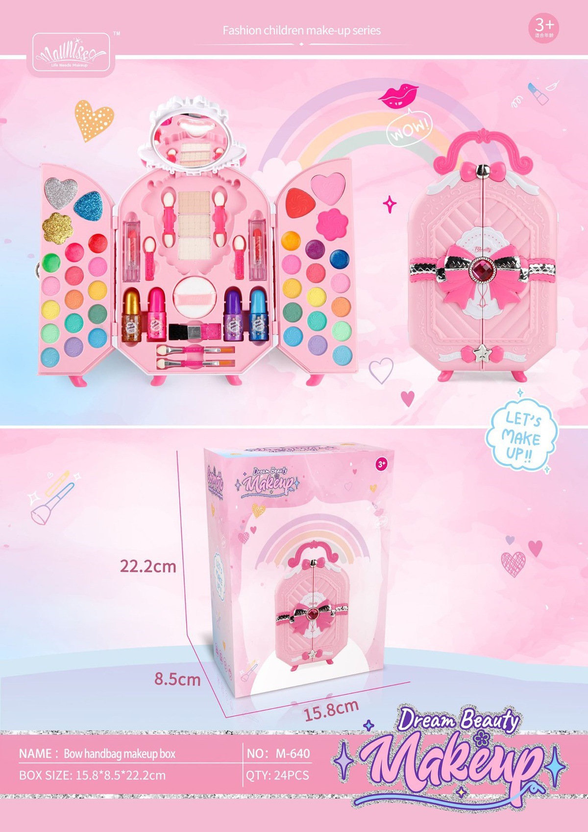 Niños y niñas transfronterizos maquillaje caja de maquillaje juegos de joyería lavable esmalte de uñas lápiz labial sombra de ojos mesa de maquillaje