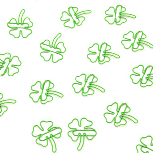 Four-Leaf Clover Paper Clip Ins Style Gift Handbook Decoration Fixed Decorative Paper Clip Green Clover Paper Clip