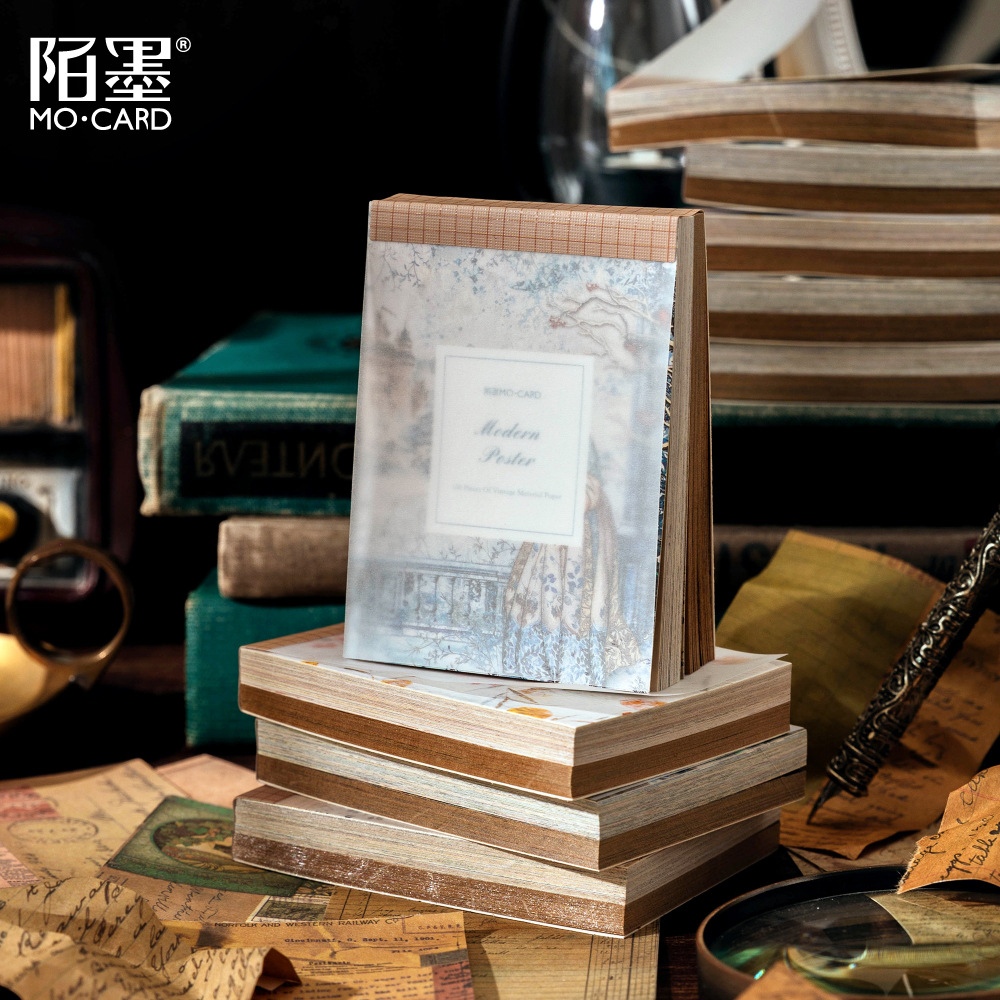 Momen Material Notebooks Retro Private Collection Series Retro Handmade Journal DIY Material Decor Stickers 100 Pcs 6 Styles