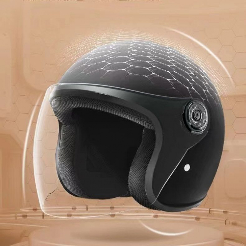 Casco de vehículo eléctrico para hombres y mujeres, doble espejo de invierno, medio casco caliente, sombrero de motocicleta universal de cuatro estaciones