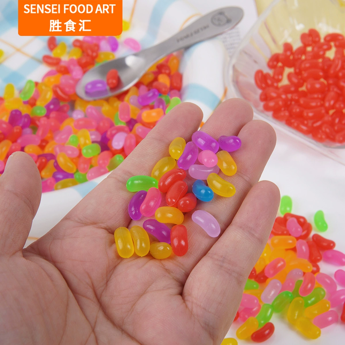 Миниатюрные разноцветные конфеты-бобы, имитация жевательных конфет QQ, аксессуары для декора кукольного домика, DIY, ручная работа, украшения для десертов.
