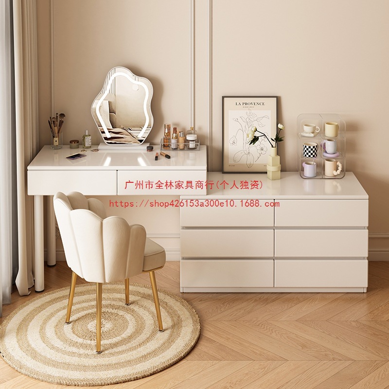 Cream Style Dressing Table, Simple Storage Cabinet, Bedside Table, Integrated Retractable Corner Desk, Bedside Cupboard, Dressing Table