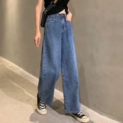 直筒牛仔裤女2025年新款秋冬季显瘦宽松高腰阔腿裤子