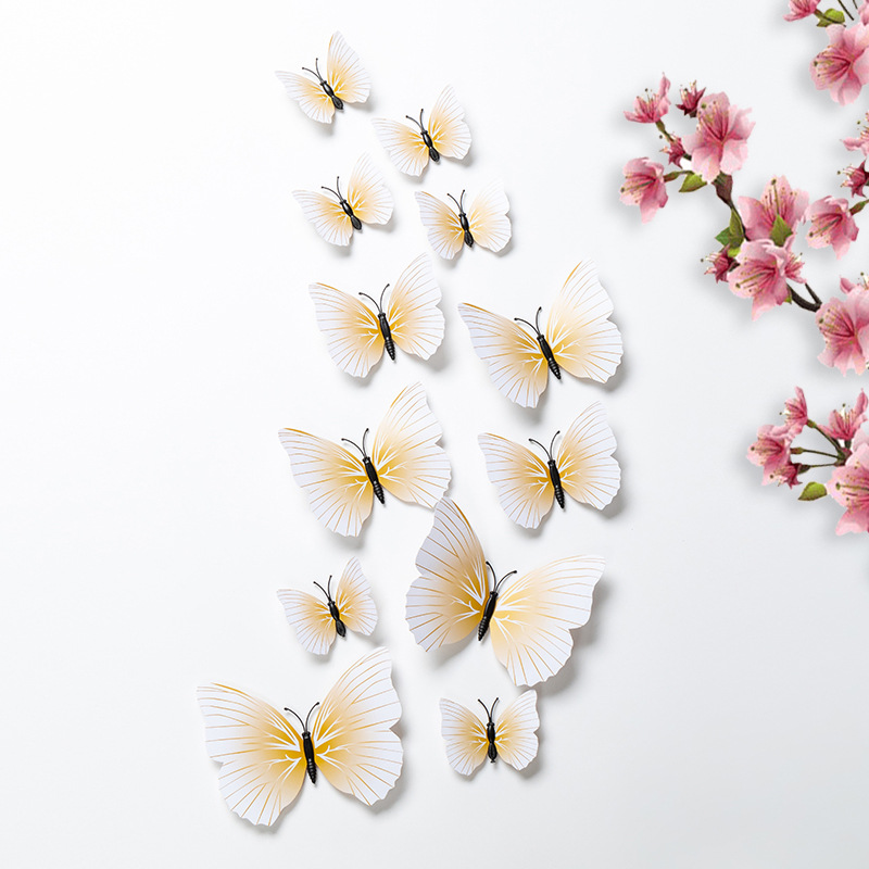 Etiqueta engomada de pared tridimensional 3D simulación mariposa pvc plástico color mariposa imán imán refrigerador decoración del hogar de alta calidad