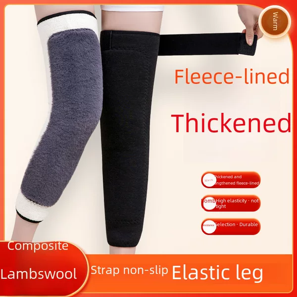 360-degree full-circle imitation lamb velvet padded knee pads imitation Rex rabbit velvet warm leg guards strap to prevent sliding down
