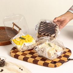 ネット赤弁当ケーキ包装箱ティラミスバスクケーキカットピクニックデザート透明包装箱