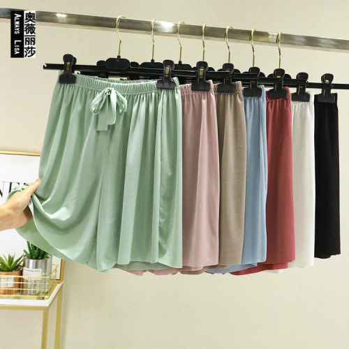 Summer Ice Silk Thin Edge Casual Home Shorts for Women Loose Plus Size Home Cool Sleep Pants - Korean Version