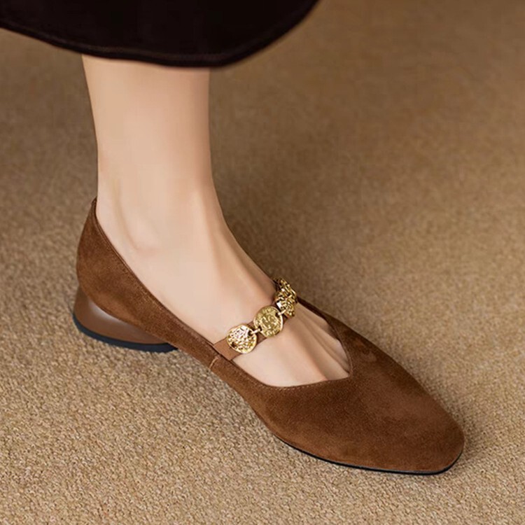 Sheepskin Version~Square-Toe Gold Chain Mary Jane Shoes for Women, 2026 New Spring/Summer Comfortable Versatile Low-Heeled Single Shoes Sheepskin Version~Square-Toe Gold Chain Mary Jane Shoes for Women, 2026 New Spring/Summer Comfortable Versatile Low-Heeled Single Shoes