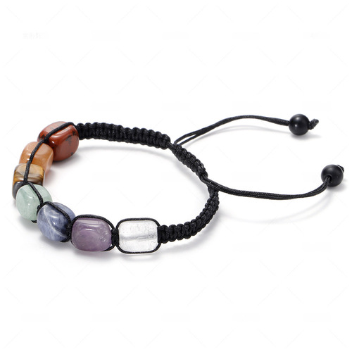 Cross-border European and American Fashion Natural Tiger Eye Old Yellow Jade Agate Colorful Beaded Bracelet for Men and Women Braided Crystal Bracelet