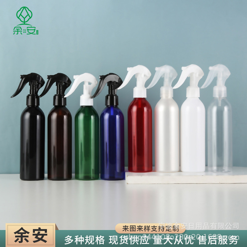 厂家供应250ml圆肩小老鼠喷雾瓶手扣式细雾浇花瓶PET清洁玻璃消毒水喷瓶