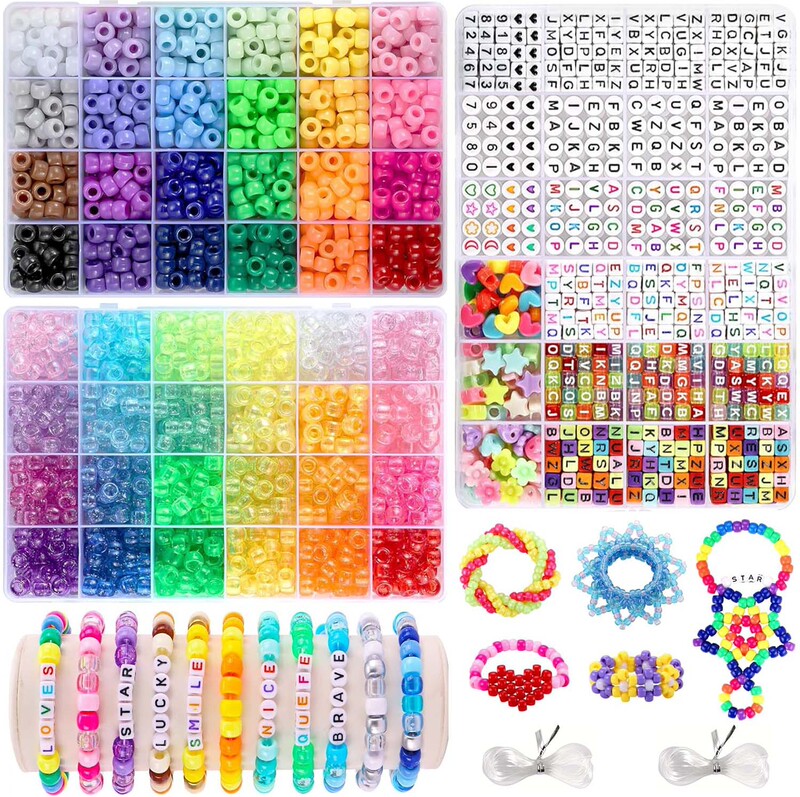 Cross-Border New Product Bucket Beads 72 Grids Colorful Pony Beads Bohemian Style Jewelry Bracelet DIY Accessories Material Package Complete Set