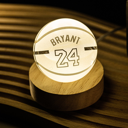 Creative Birthday Gift for Boyfriend: Basketball Football Glowing Crystal Action Figure of Kobe Bryant and Stephen Curry (James)