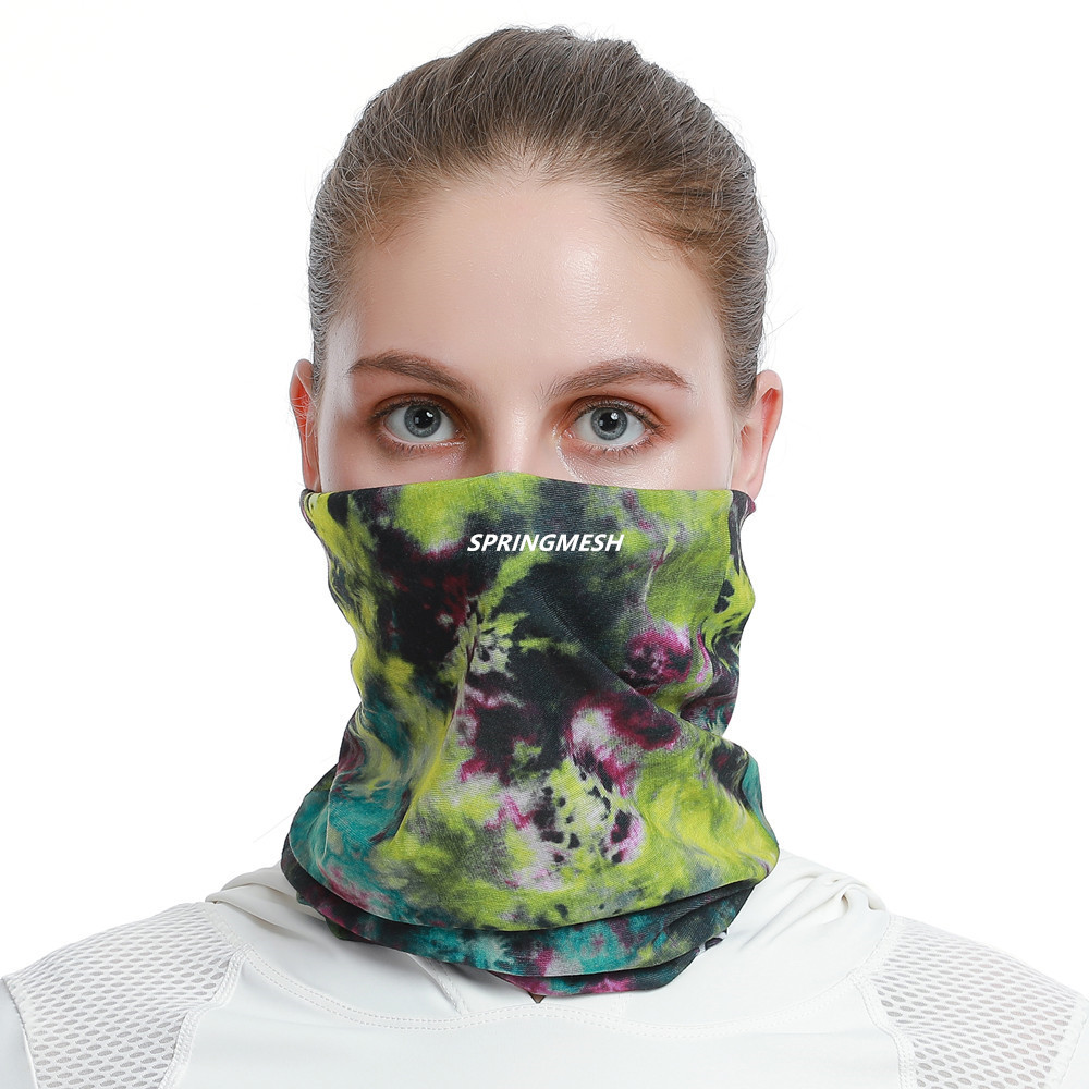 Men's and Women's Headscarf Hat and Neck Warmer Dual-Use Sun Protection Hood, Women's Spring and Autumn Fashion Pattern Tie-Dye Printed Head Wrap Hat