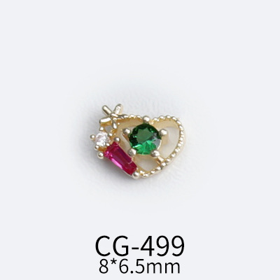 Internet Celebrant New Love Christmas Wreath Color Zircon Nail Jewelry Diamond Simple Retro Gem Nail Diamond Decoration