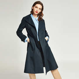 2025年春秋新款中长双排扣女式风衣气质简约修身大衣外套 FYL0010