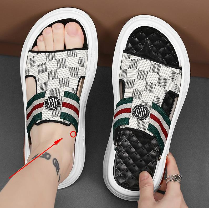 2025년 신상 남성 슬리퍼, 여름 아우터, 미끄럼 방지, 내마모성, 대형 실내 캐주얼 스포츠 비치 샌들